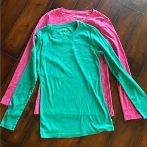 Two Eddie Bauer Green , Pink Long Sleeve Tee size medium